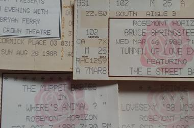 Ticket stub collage from 1988
