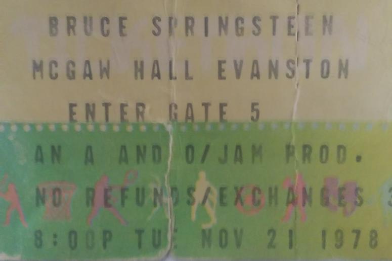Ticket Stub For Bruce Springsteen Evanston 1978