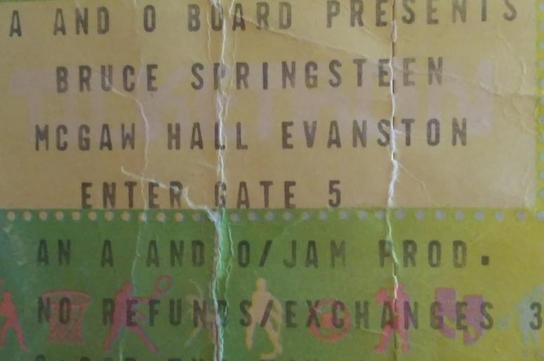 Bruce ticket stub from 1978 show at McGaw Hall