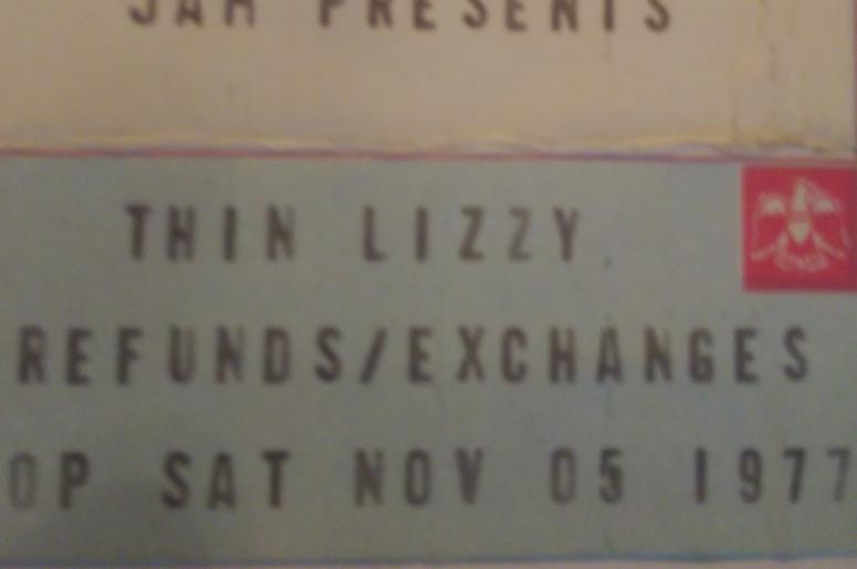 Thin Lizzy Ticket Stub Uptown Theater 1977 Thin Lizzy Ticket Stub Uptown Theater 1977