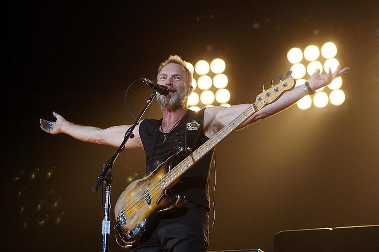 LAS VEGAS - MAY 23: Singer/bassist Sting of The Police performs at the MGM Grand Garden Arena May 23, 2008 in Las Vegas, Nevada. (Photo by Ethan Miller/Getty Images)