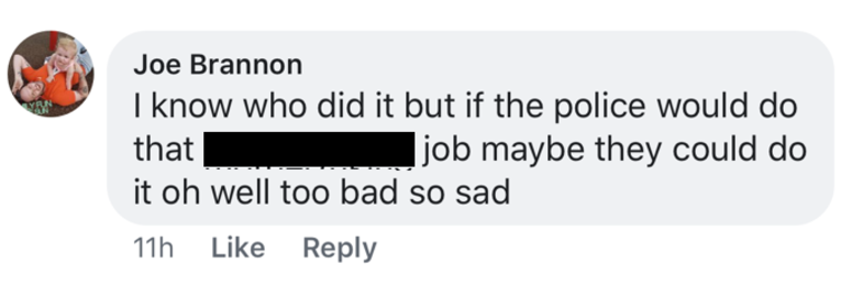 Joe David Brannon's FB Comment to Greer PD