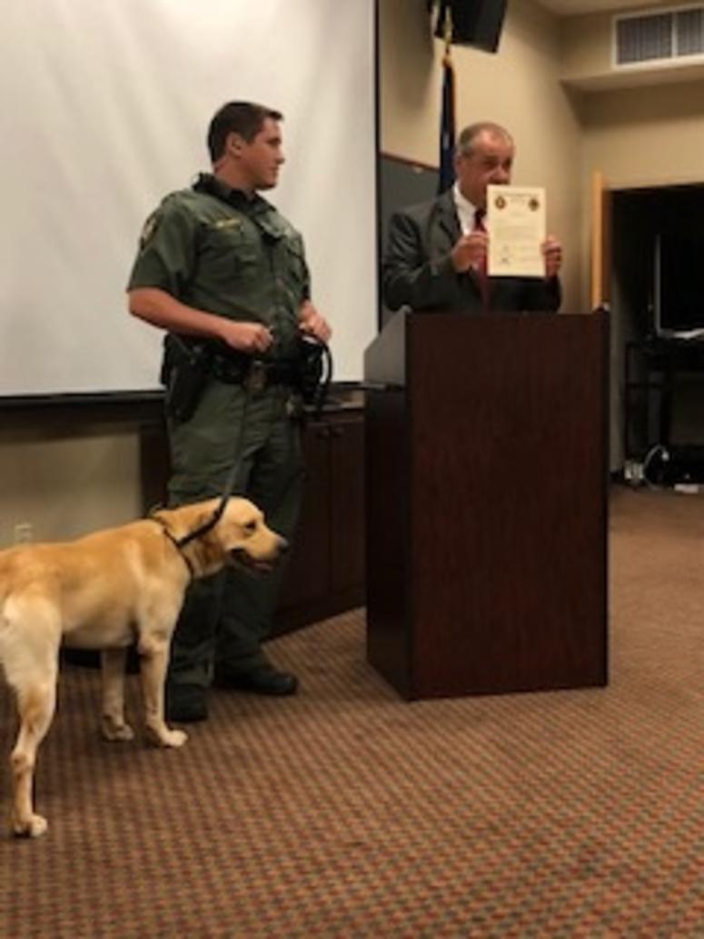 Thor with handler Deputy Justin Stokes