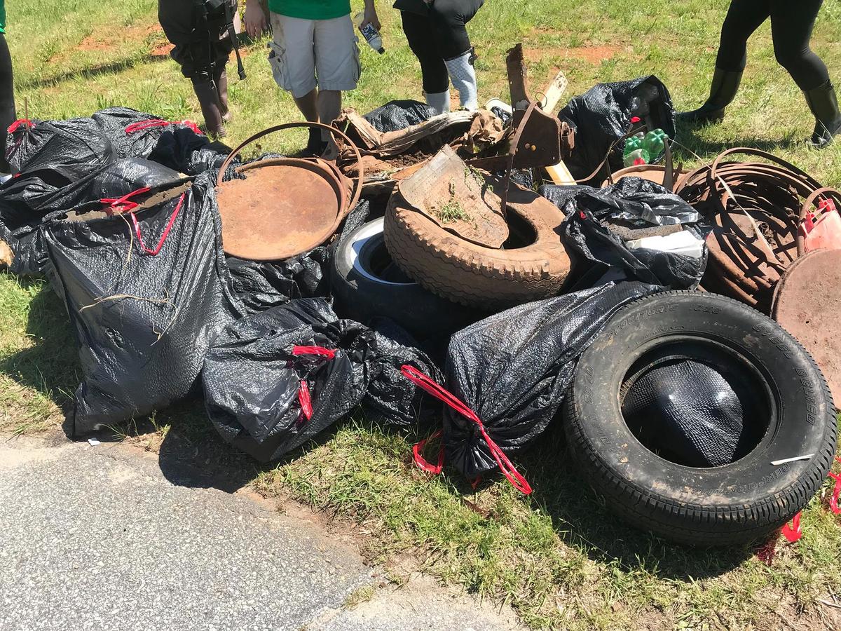 Trash collected from the Reedy River on Earth Day 2019 by Entercom Greenville staff and other volunteers Trash collected from the Reedy River on Earth Day 2019 by Entercom Greenville staff and other volunteers
