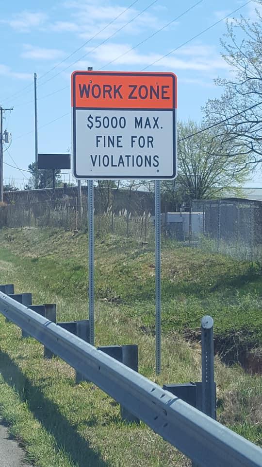 New signs are up in the 85-385 Gateway construction project area showing increased fines for speeders 85-385 Gateway fines sign