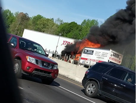 Truck fire, 85 southbound in Greenville County Truck fire, 85 southbound in Greenville County