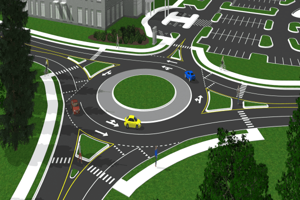 Traffic circle at Verde and Connection Parkway - rendering A roundabout along Connection Parkway
