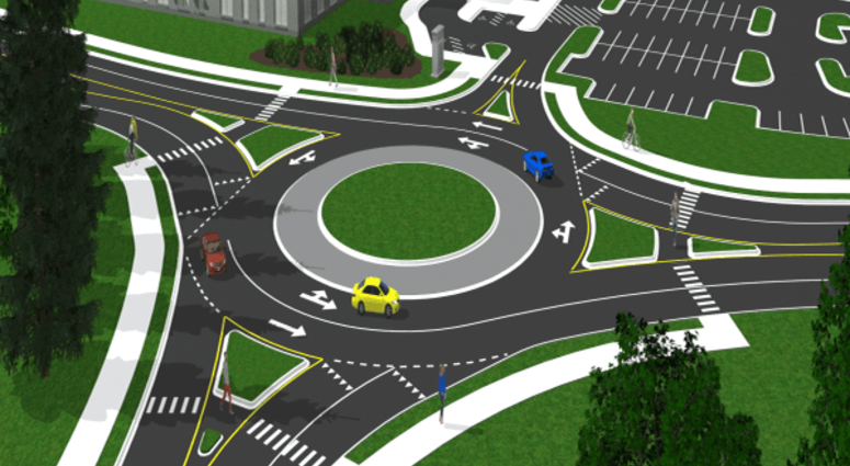 Traffic circle at Verde and Connection Parkway - rendering A roundabout along Connection Parkway