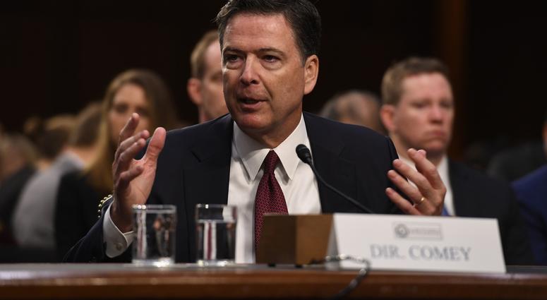 Former FBI director James Comey testifies in front of the Senate Intelligence Committee in Washington.
