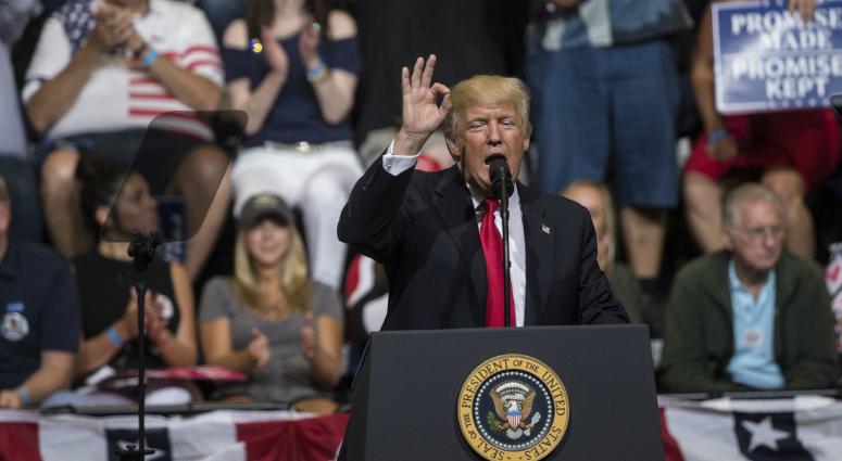President Donald Trump speaks at the US Cellular Center for a rally. President Donald Trump speaks at the US Cellular Center for a rally.