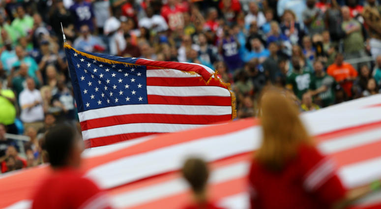 NFL: Pro Bowl-NFC vs AFC Jan 28, 2018; Orlando, FL, USA; A view of the American flag during the national anthem prior to the game of the AFC against the NFC in the 2018 NFL Pro Bowl at Camping World Stadium.
