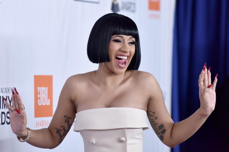 Cardi B attends the Clive Davis and Recording Academy Pre-GRAMMY Gala and GRAMMY Salute to Industry Icons Honoring Jay-Z on January 27, 2018 Cardi B attends the Clive Davis and Recording Academy Pre-GRAMMY Gala and GRAMMY Salute to Industry Icons Honoring Jay-Z on January 27, 2018